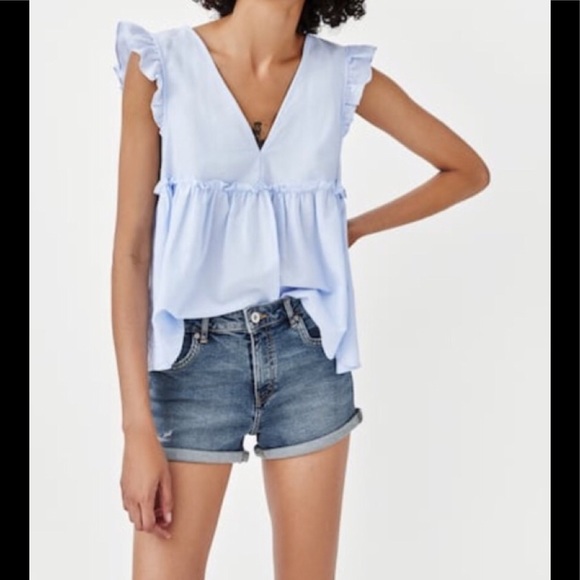 Zara Pants - Zara High Waisted Cuffed Distressed Jean Shorts